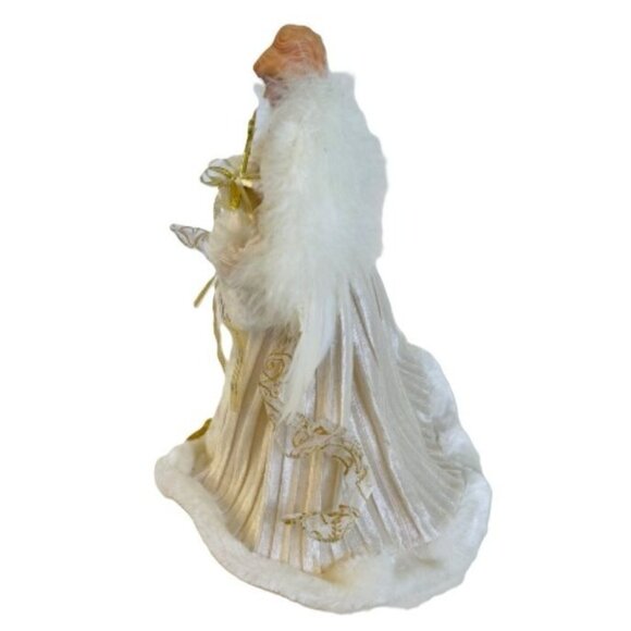 Vintage Angel Tree Topper Standing Figure Porcelain Head Hands Feather Wings 12" - Picture 6 of 9
